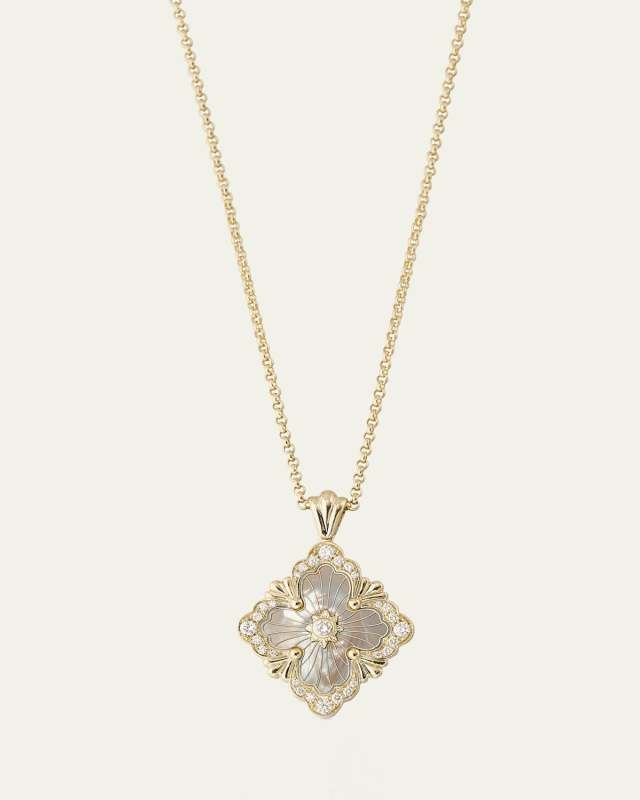 Opera Tulle 18K Yellow Gold Diamond and MOP Big Motif Pendant Necklace